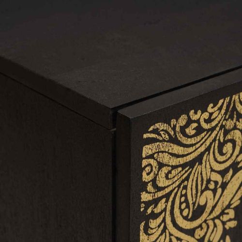 Шкаф за баня Черно 38 x 33 x 58 см Солидно мангово дърво