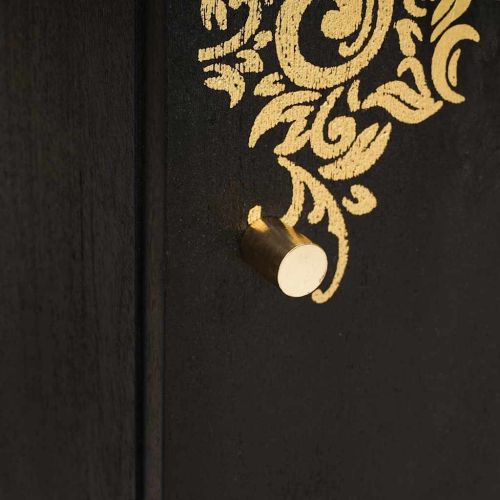 Шкаф за баня Черно 38 x 33 x 58 см Солидно мангово дърво