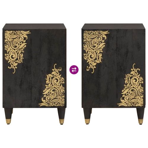 Шкаф за баня Черно 38 x 33 x 58 см Солидно мангово дърво