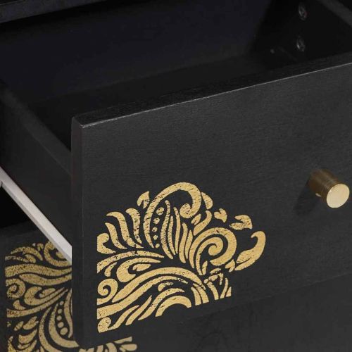 Служебен шкаф Черно 38 x 33 x 160 см Солидно мангово дърво