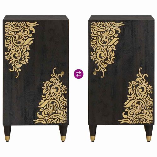 Служебен шкаф Черно 40 x 33 x 75 см Солидно мангово дърво