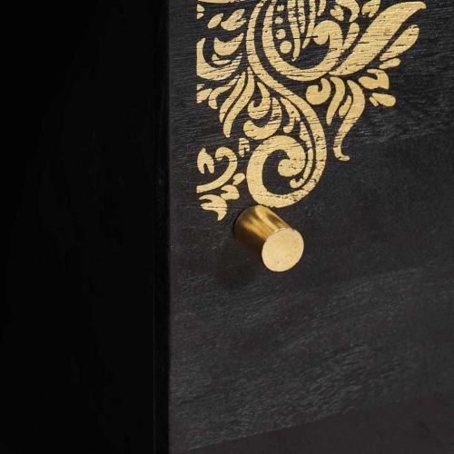 Служебен шкаф Черно 80 x 33 x 75 см Солидно мангово дърво