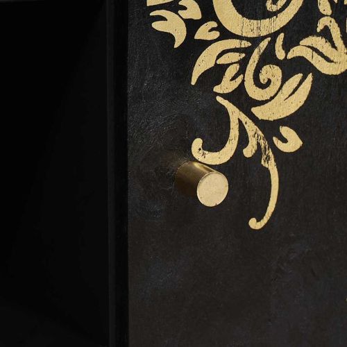 Служебен шкаф Черно 90 x 33 x 75 см Солидно мангово дърво