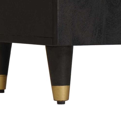 Висок шкаф с рафт Черно 40 x 33 x 110 см Солидно мангово дърво