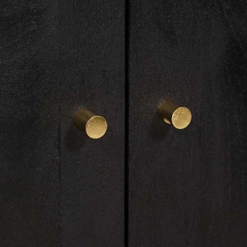 Висок шкаф с рафт Черно 60 x 33 x 100 см Солидно мангово дърво