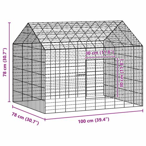 Клетка за заек Сребрист 400 x 78 x 78 см Галванизирана стомана