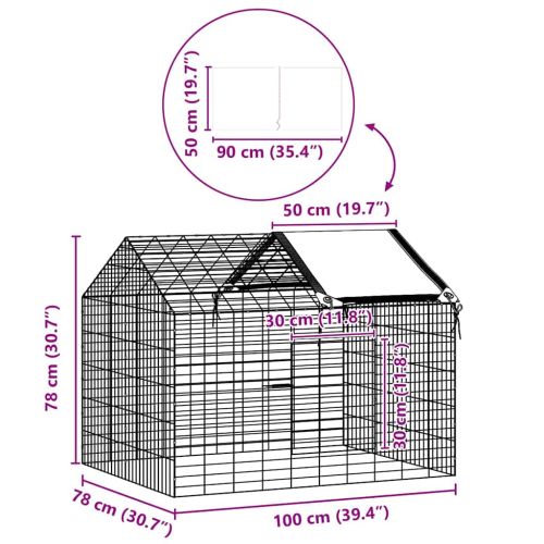 Клетка за заек Сребрист 400 x 78 x 78 см Галванизирана стомана