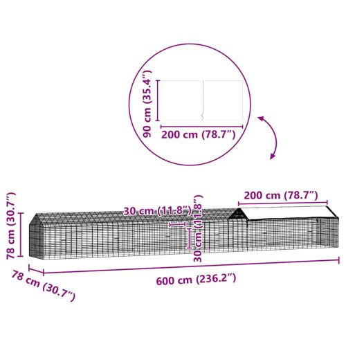Клетка за заек Сребрист 400 x 78 x 78 см Галванизирана стомана