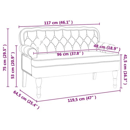 Пейка Честърфилд Сив 119.5 x 64.5 x 75 см Изкуствена