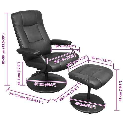 Разтегателен стол Черно 66,5 x 75 x 99 см Изкуствена