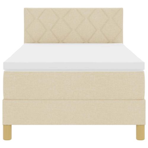 LED кутия за пружини с легло с матрак Крем 90 x 200 cm текстил