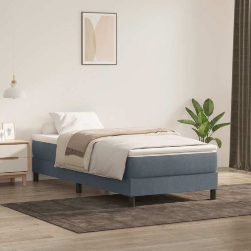 Box Spring Легло без матрак Тъмно сиво 80x210 cm Кадифе