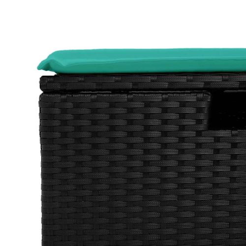 Градински диван от 4 части с възглавници, черен, полиратан