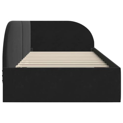 Ъглова рамка за легло с таблото Черно 100 см x 200 см Кадифе