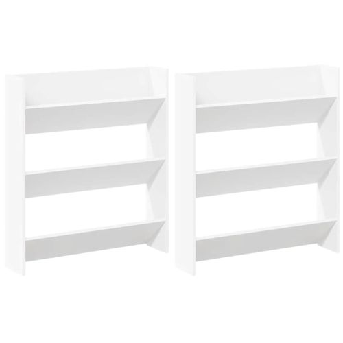 Стенни шкафове за обувки, 2 бр, бели, 80x18x90 см, ПДЧ