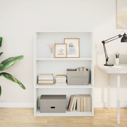 Библиотека, бяла, 80x30x114 см, инженерно дърво