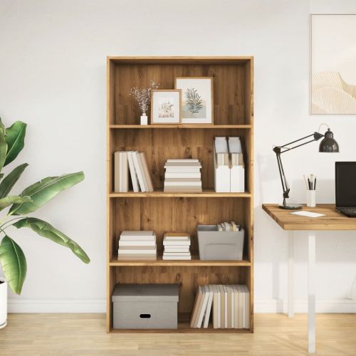 Библиотека, дъб артизан, 80x30x152 см, инженерно дърво