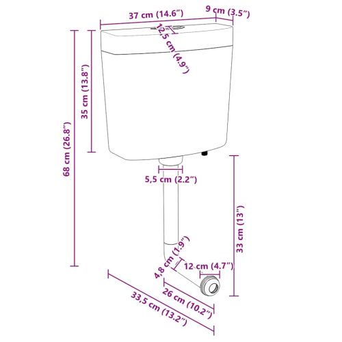 Тоалетно казанче с долен вход за вода, 3/6 л, сиво
