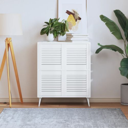 Врати за шкафове решетен дизайн 4 бр бял 39,5x39,4 см бор масив