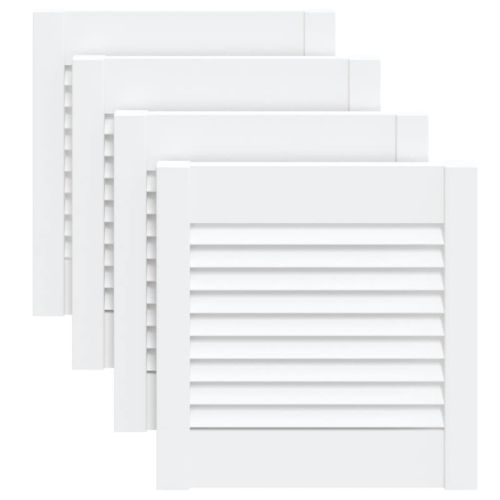 Врати за шкафове решетен дизайн 4 бр бял 39,5x39,4 см бор масив