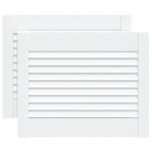 Врати за шкафове решетен дизайн 2 бр бял 39,5x49,4 см бор масив