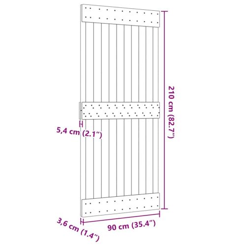 Врата "NARVIK" 90x210 см масивна дървесина бор
