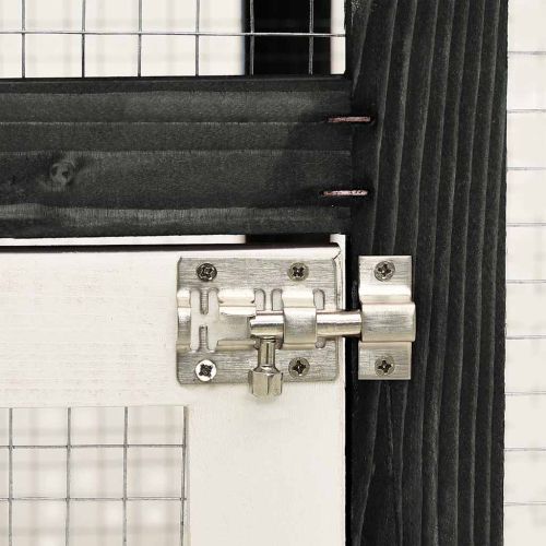 Клетка за зайци, сиво и бяло, 140x63x120 см, чам масив