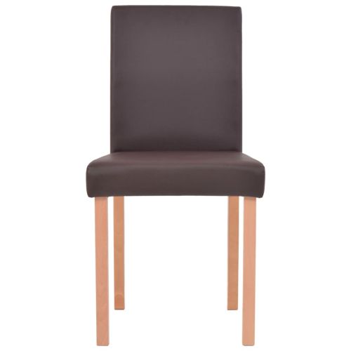 Трапезна маса и столове, 7 части, изкуствена кожа, дъб, кафяво