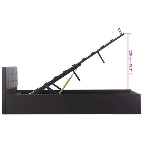 Легло с повдигащ механизъм, черно, изкуствена кожа, 120x200 cм