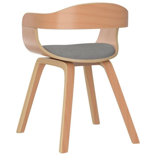 Трапезни столове, 4 бр, таупе, извито дърво и текстил