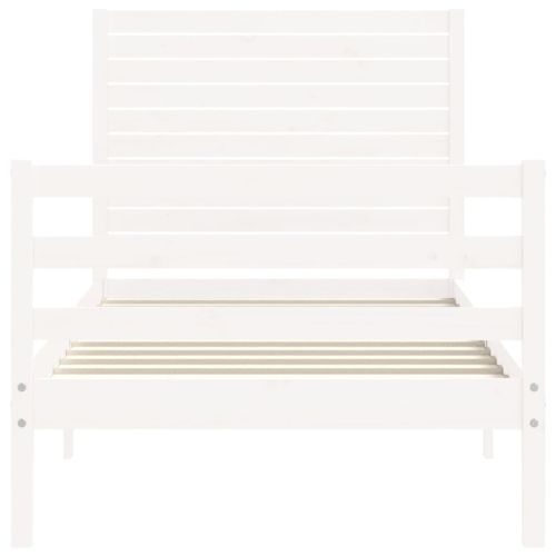 Рамка за легло с табла бяла Single масивна дървесина