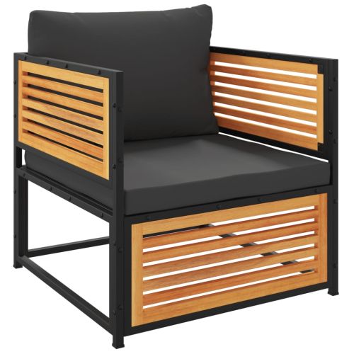 Градински диван с възглавници, 6 части, масив акация