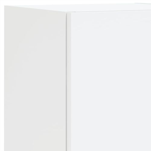 Комплект ТВ стенни шкафове, 8 части, с LED светлини, бели