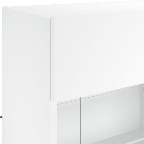 Комплект ТВ стенни шкафове, 6 части, с LED светлини, бели