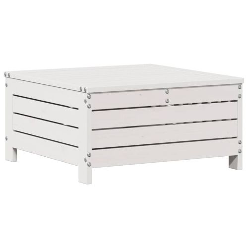 Градински лаундж комплект 4 части с възглавници бял масив бор