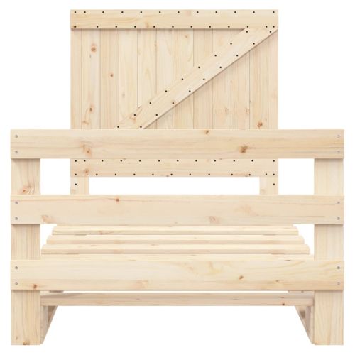 Рамка за легло с табла, 100x200 см, борово дърво масив