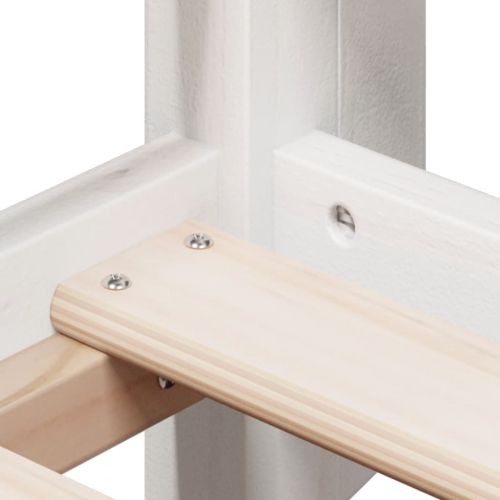 Двуетажно легло без матрак, бял, 90x190 см, борово дърво масив