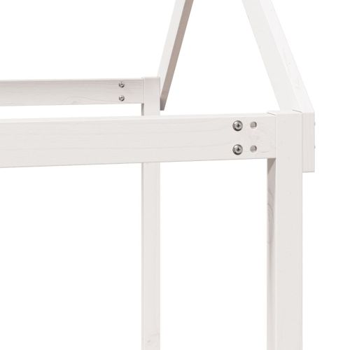 Двуетажно легло с покрив, бяло, 75x190 см, борово дърво масив