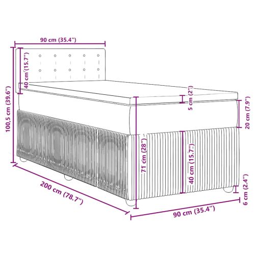 Боксспринг легло с матрак, таупе, 90x200 см, плат