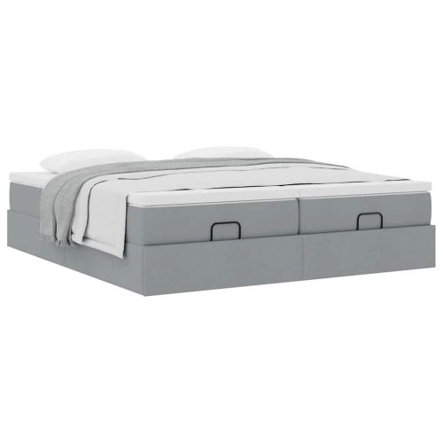 Османска легло с матраци, светлосиво, 160x200 см, плат