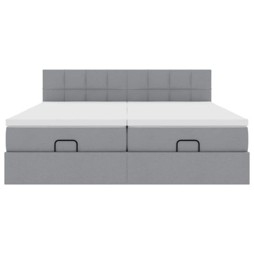 Османска легло с матраци, светлосиво, 160x200 см, плат