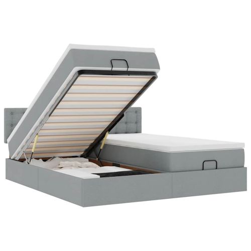 Османска легло с матраци, светлосиво, 160x200 см, плат