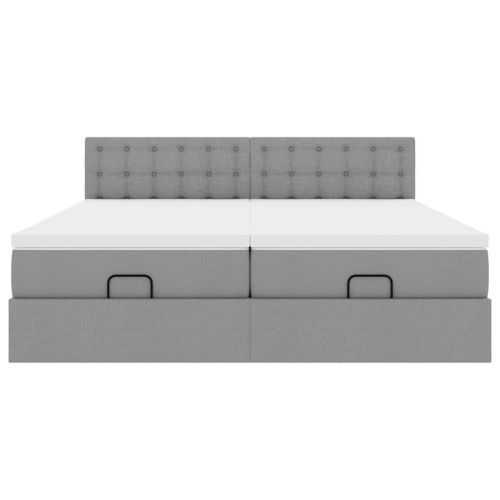 Османска легло с матраци, светлосиво, 160x200 см, плат
