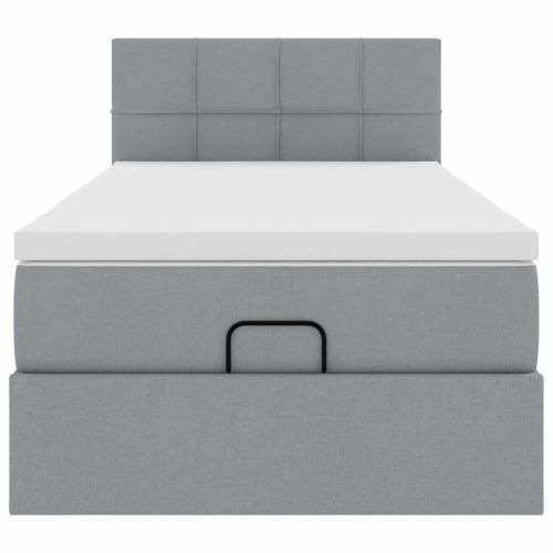 Османска легло с матрак и LED, светлосиво, 80x200 см, плат