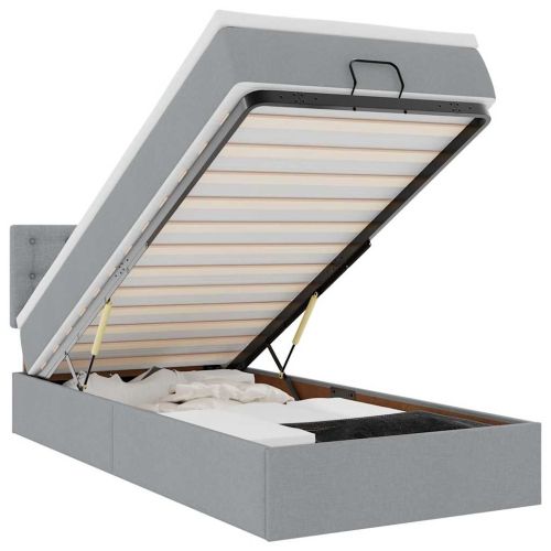 Османска легло с матрак и LED, светлосиво, 80x200 см, плат