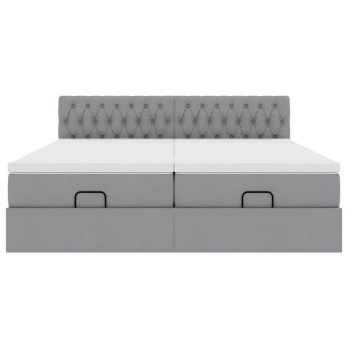 Османска легло с матраци и LED, светлосиво, 160x200 см, плат
