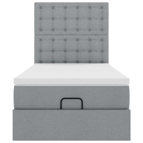 Османска легло с матрак, светлосиво, 80x200 см, плат