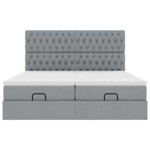 Османска легло с матраци и LED, светлосиво, 160x200 см, плат