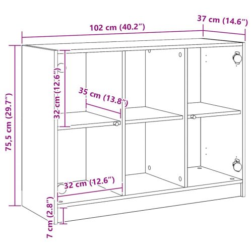 Сайдборд, дъб артизан, 102x37x75,5 см, инженерно дърво