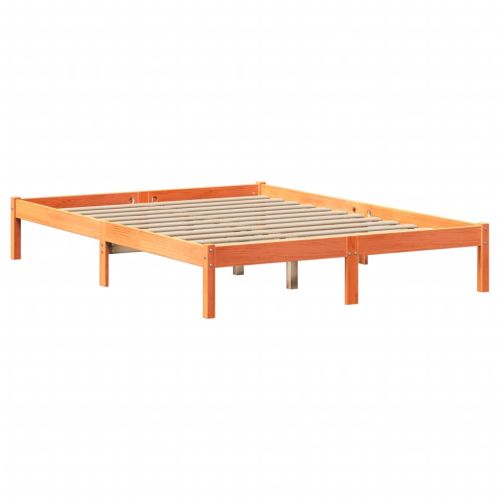 Легло с етажерка за книги, без матрак, 135x190 см, бор масив